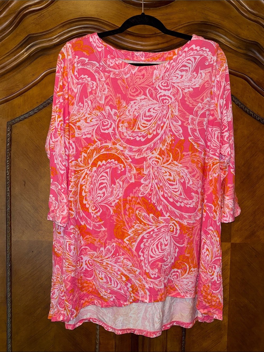 Belle by Kim Gravel Pink & Orange Paisley Tunic